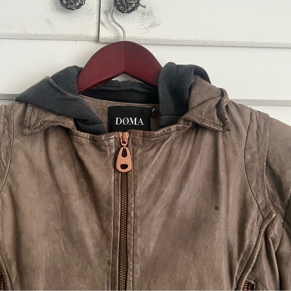 Doma Leather Jacket with Hood - Picture 3 of 16